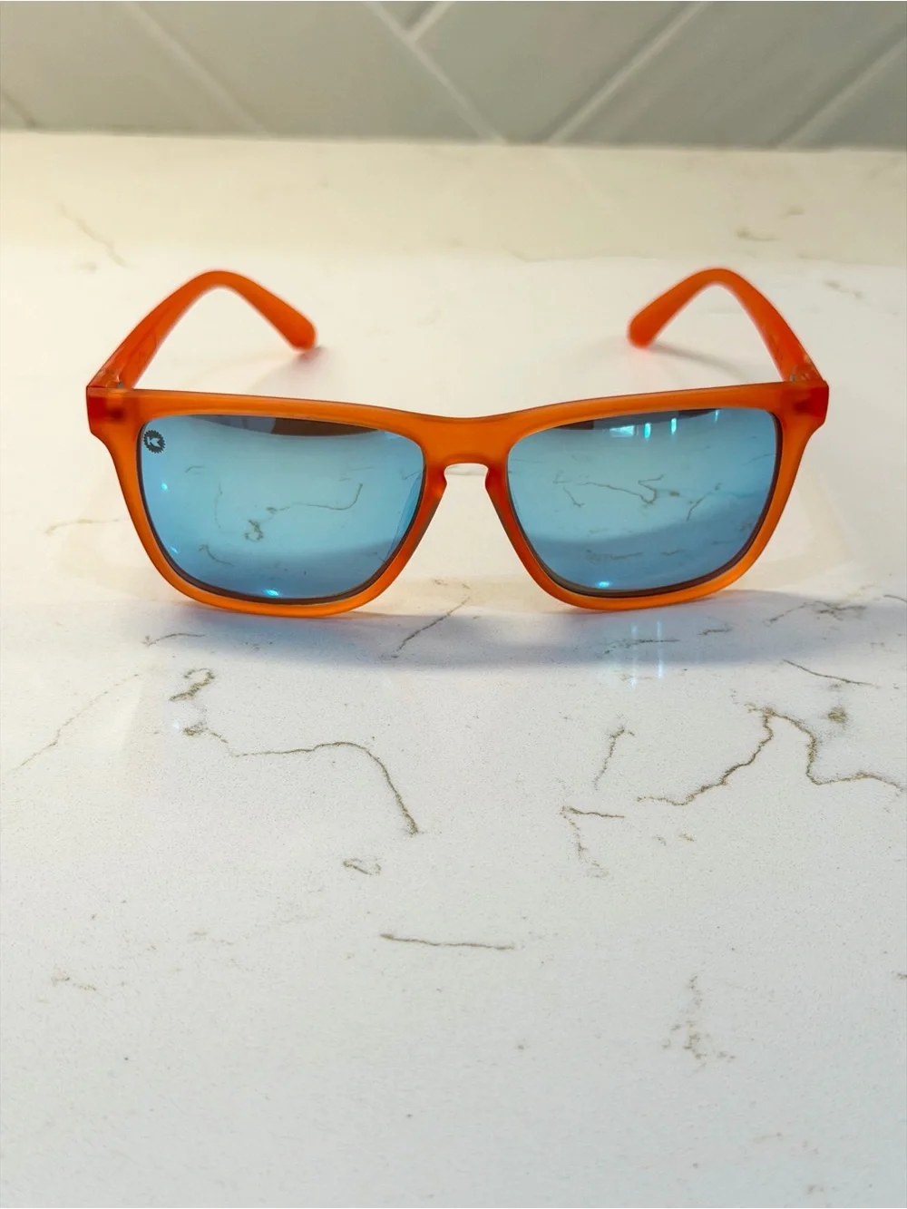 Knockaround Premium Sports Polarized Sunglasses Bright Orange with Blue Lenses